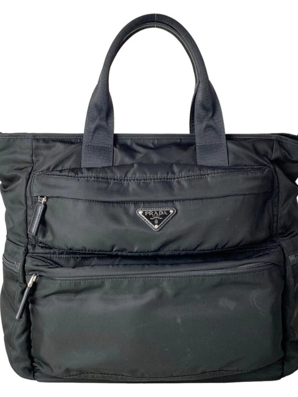 PRADA - 2VG040 Black Nylon Leather Handbag